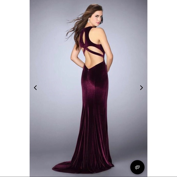 La Femme -Sleeveless High Neck Velvet Dress 24316 - Picture 1 of 4